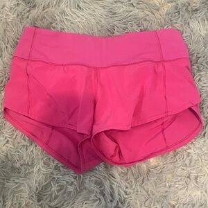 Pink lululemon speed up shorts